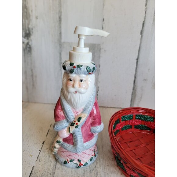 Santa Claus‎ soap dispenser Xmas basket home decor set - Picture 3 of 7
